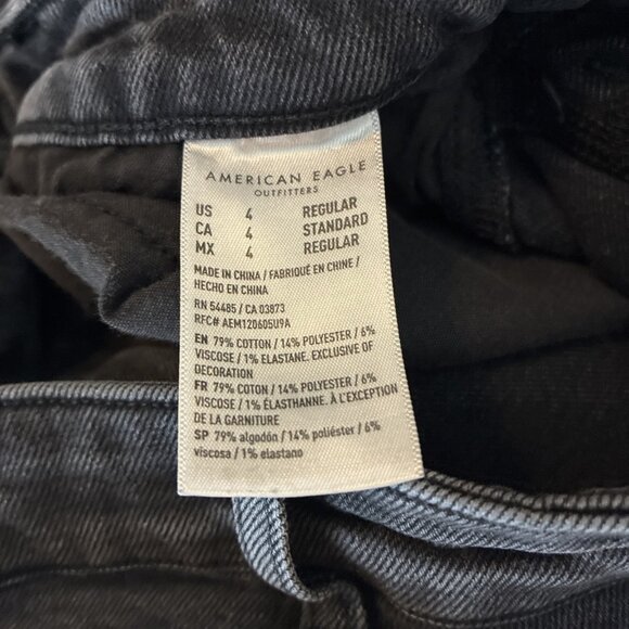 American Eagle Womens Size 4 Black High Rise Mom Jeans Tapered Leg Denim - Picture 6 of 7